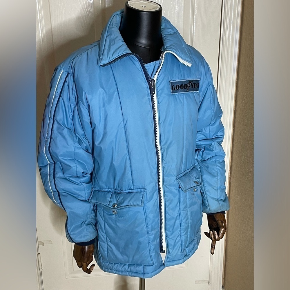 Vintage #43 Richard Petty Crew Member GOODYEAR PUFFER Blue Jacket Size Large‍‍‍‍
